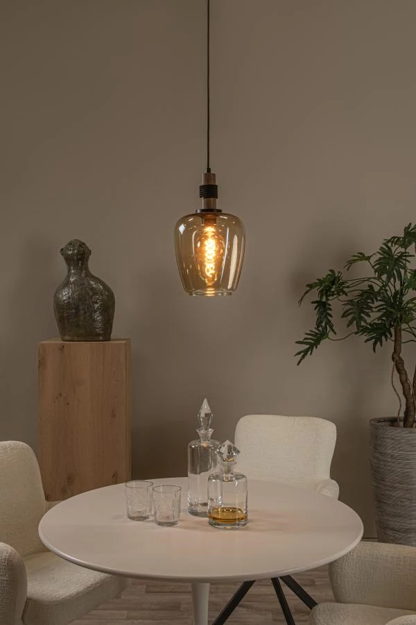 Lucide ILONA - Pendant light - Ø 22 cm - 1xE27 - Amber - atmosphere 1